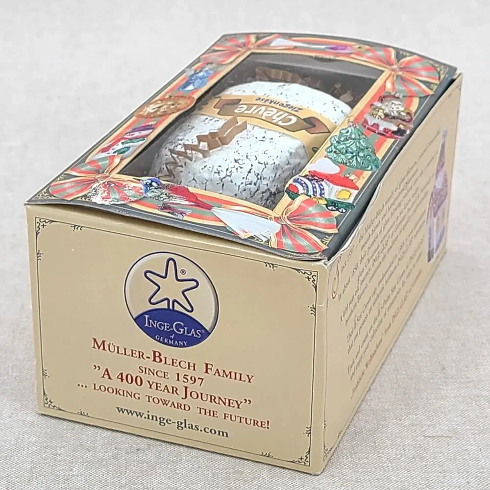 Inge Glas French Chevre Goat Cheese German Glass Christmas Ornament New in Box